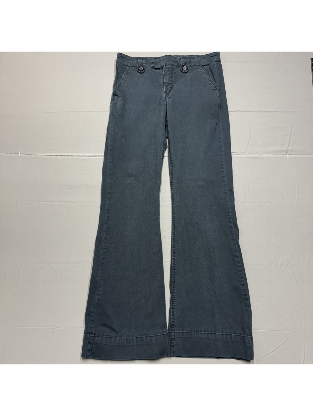 Madison Women Wide Leg Chino Pants Cotton Stretch Size 6 Faded Slate Y2K Retro
